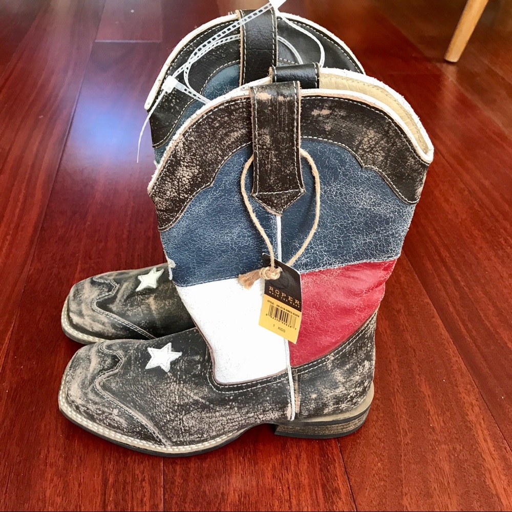 Roper Kid’s Texas Flag Leather Boots